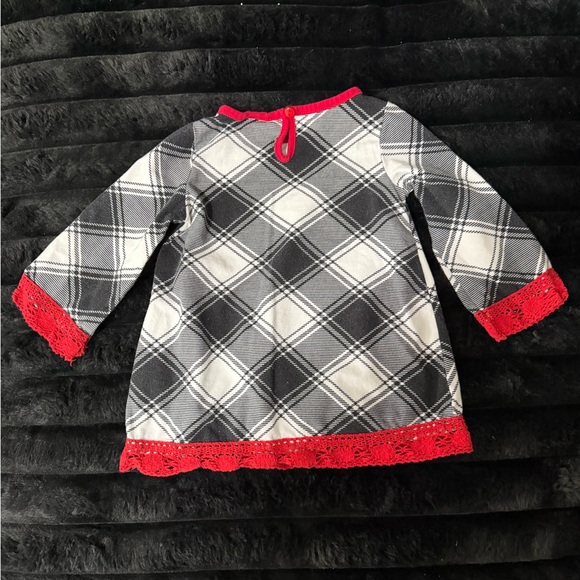 Emily Rose black & white plaid Christmas dress snowman appliqué red lace trim 3T - Picture 2 of 4